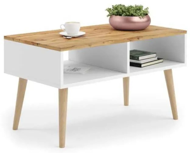 Mesa de Centro Artesanal Sandi Oak - Branca