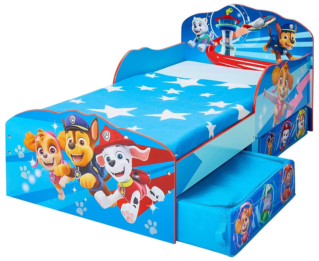 CAMA INFANTIL PATRULHA PATA + COLCHÃO E ALMOFADA 142 cm x 77 cm x 63 cm AZUL