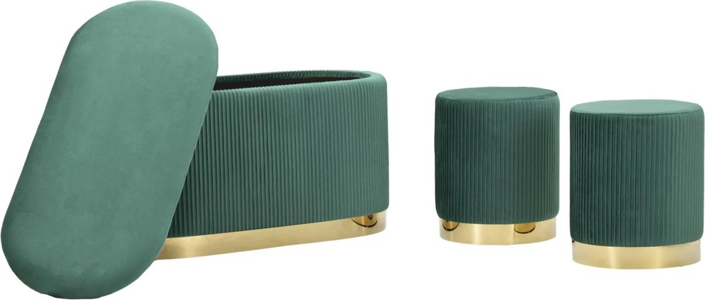 CONJUNTO DE 3 BANCOS SHOPY VERDE 80X37X42-29X35 CM