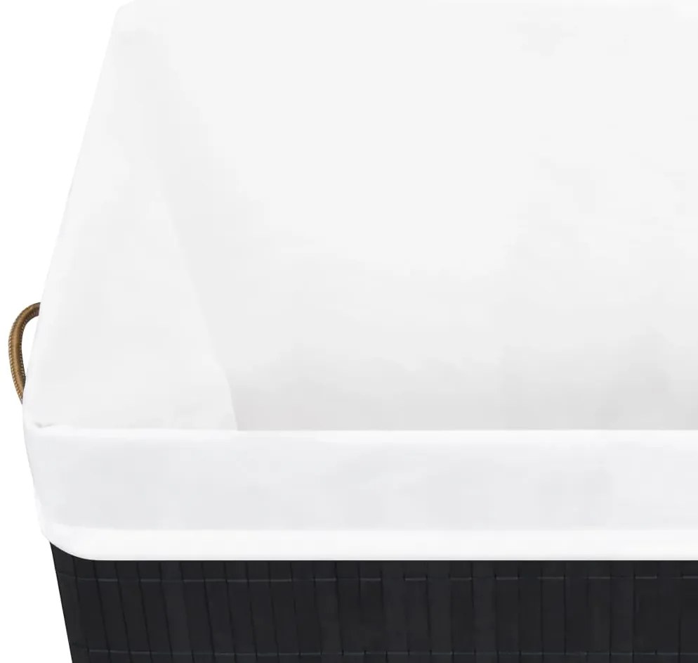 Cesto para roupa suja c/ secção única 83 L bambu preto