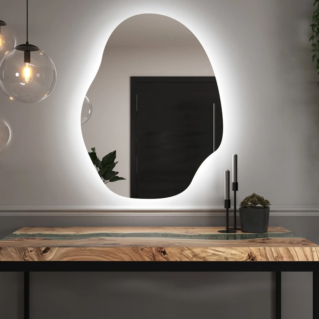 Espelho LED orgânico com iluminação A37 60×80