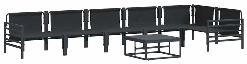 Conjunto de Sofá de Jardim 7 pcs Cinzento-escuro Aço