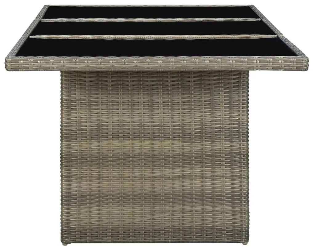 Mesa de jardim vime PE e vidro temperado castanho
