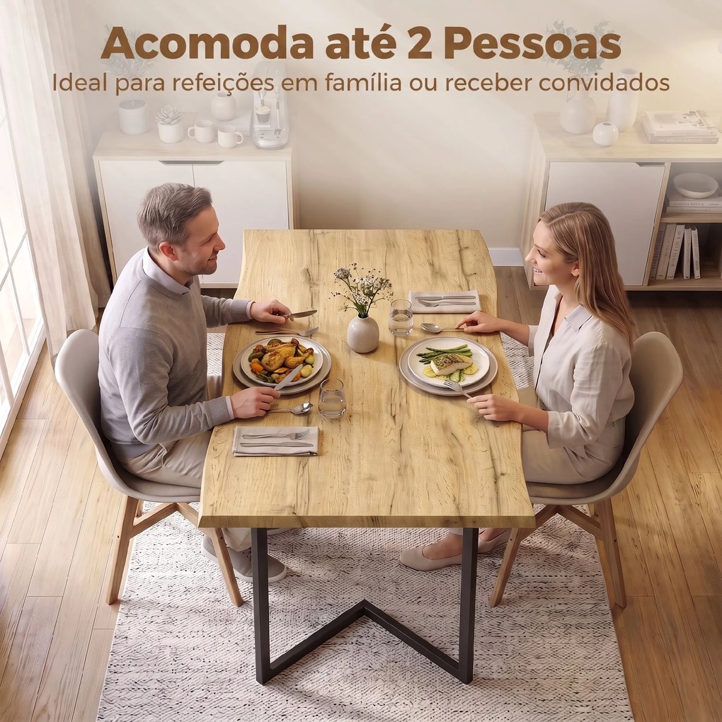 Mesa de Jantar para 2 Pessoas com Tampo Espesso (CADEIRAS NÃO INCLUDAS) Pernas Metálicas Estilo Moderno 110x67x75,5 cm Carvalho