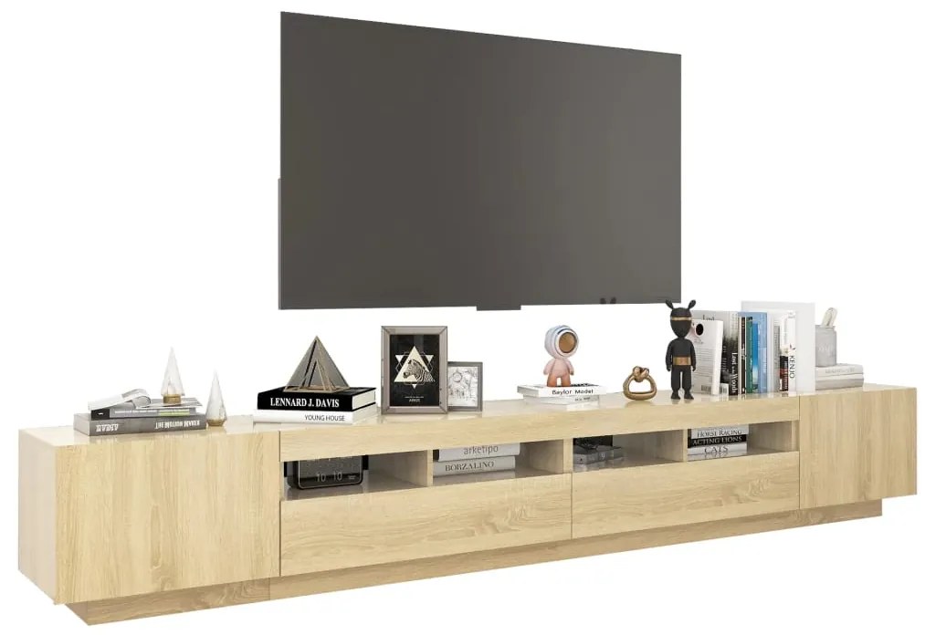 Móvel de TV com luzes LED 260x35x40 cm carvalho sonoma