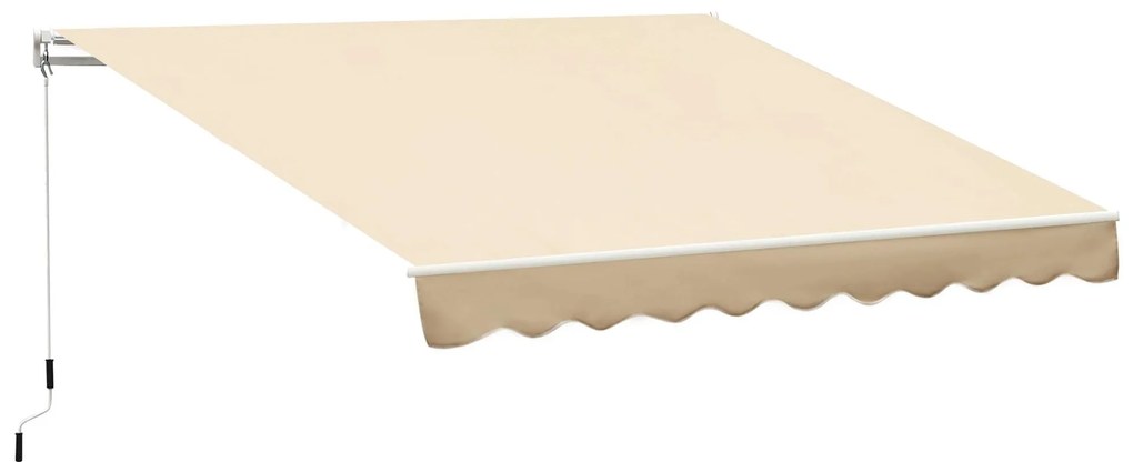 Outsunny Toldo Manual Retrátil com Manivela 295x245cm Toldo Enrolável Alumínio com Proteção Solar para Janela Portas Balcão Terraço Exterior Bege