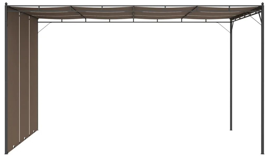 Gazebo jardim c/ cortina lateral 4x3x2,25m cinzento-acastanhado