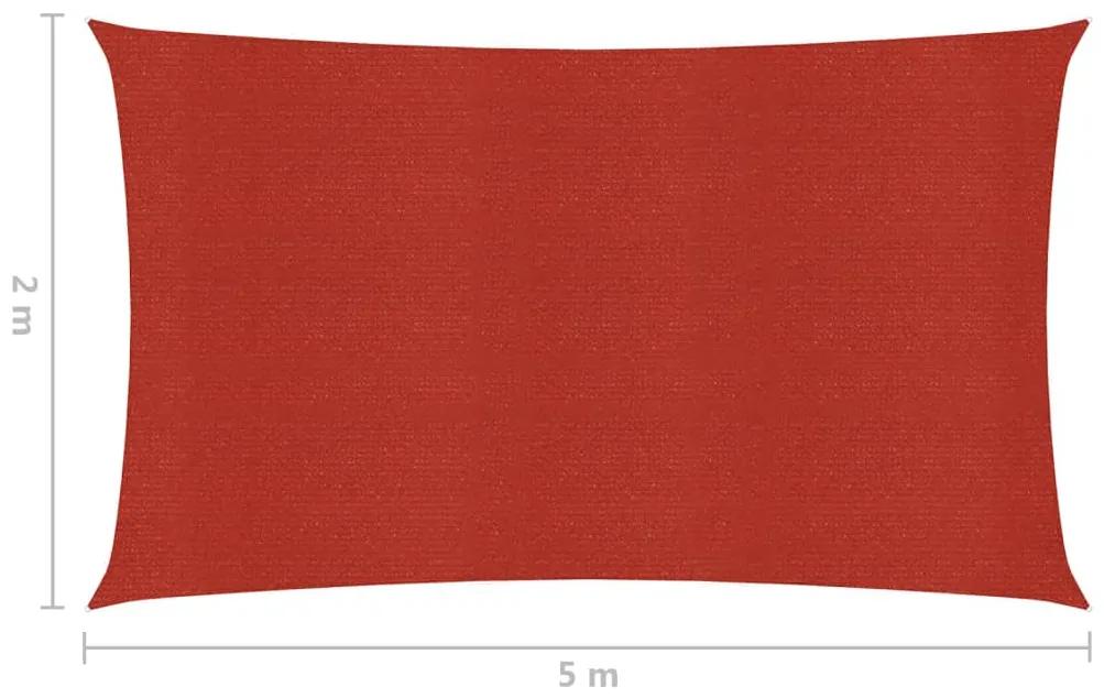Para-sol estilo vela 160 g/m² 2x5 m PEAD vermelho