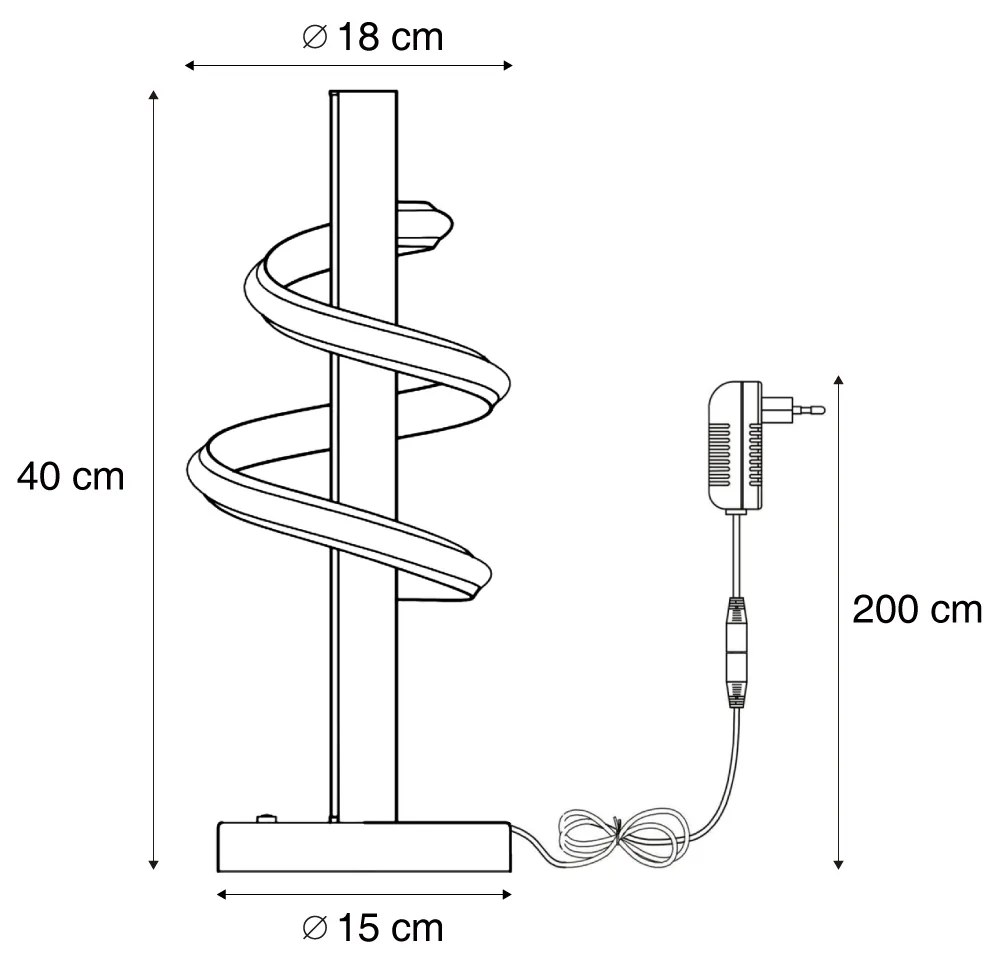 Candeeiro de Mesa de Design Preto Incl. LED Regulável - Rolla Moderno