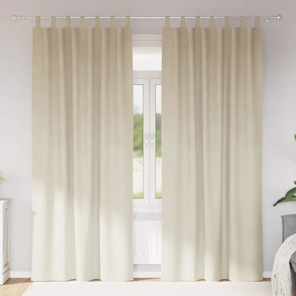 Cortinas Blackout vidaXL com Laços de Suspensão 2 pcs Veludo Creme