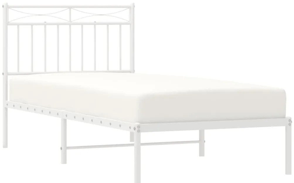 Estrutura de cama com cabeceira 90x200 cm metal branco