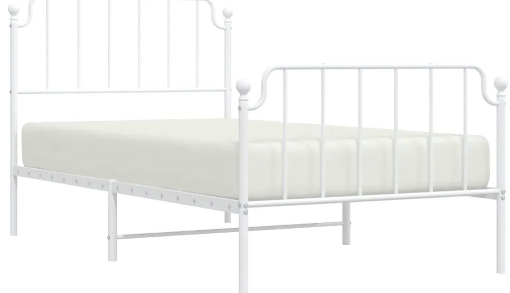 Estrutura de cama com cabeceira e pés 100x190 cm metal branco