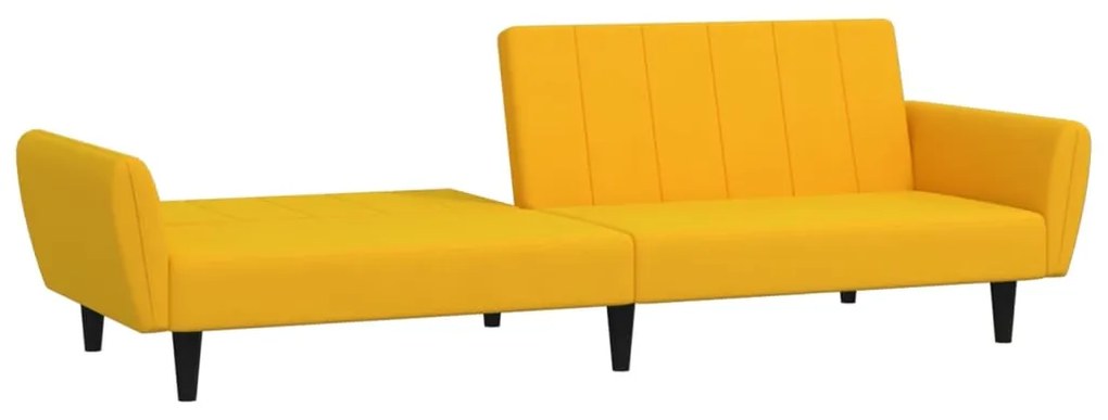 Sofá-cama de 2 lugares veludo amarelo