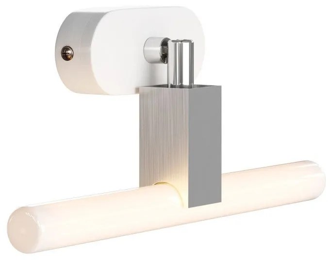 Fermaluce S14 System, candeeiro de parede embutido ajustável com encaixe S14d e rosa oval de madeira - Prata / Não