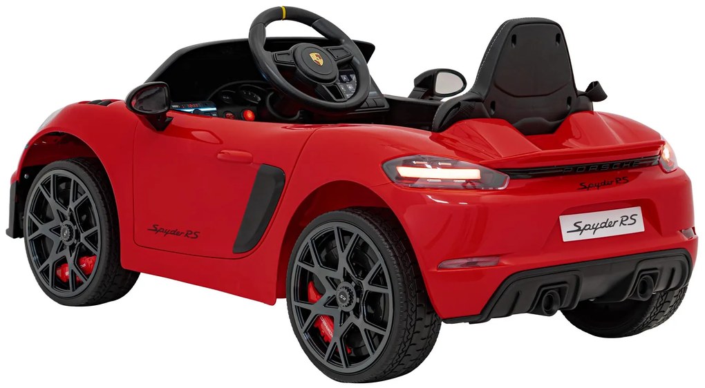 Carro elétrico para Crianças 12V Porsche Spyder RS 718 com Rodas Espuma EVA, assento couro ecológico Carga até 30 kg Pintado Vermelho