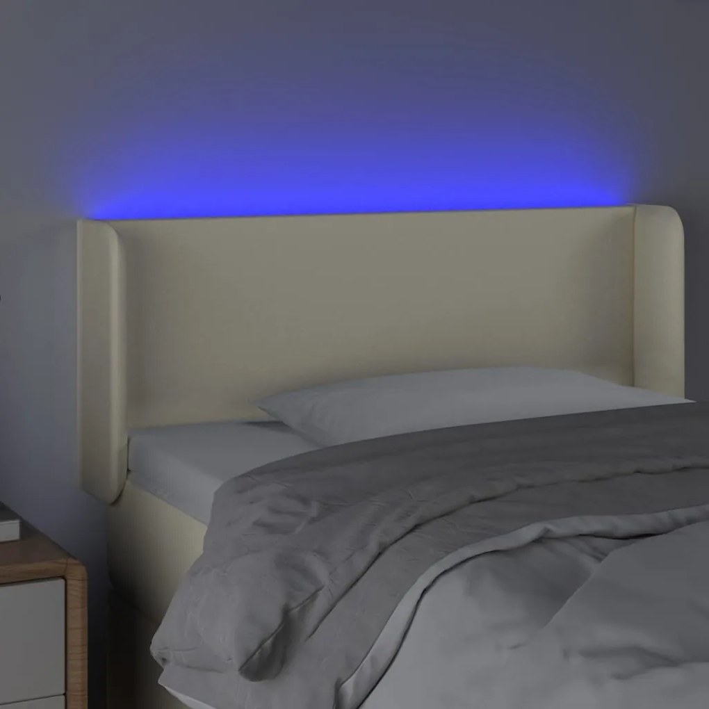 Cabeceira de cama c/ LED 103x16x78/88 cm couro artificial crème