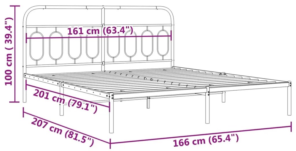 Estrutura de cama com cabeceira 160x200 cm metal branco