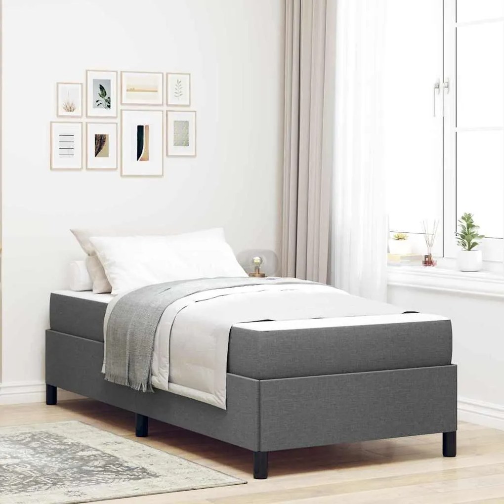 vidaXL Cama Box Cinza escuro, Preto 90 x 190 cm