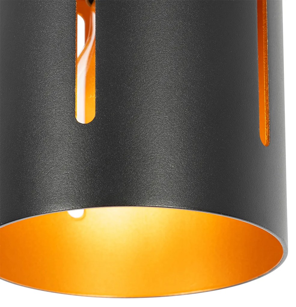 Candeeiro de teto design preto com interior dourado - Yana