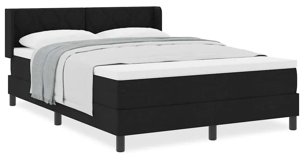 Cama Box com cabeceira Preto 140 x 200 cm Tecido e Espuma