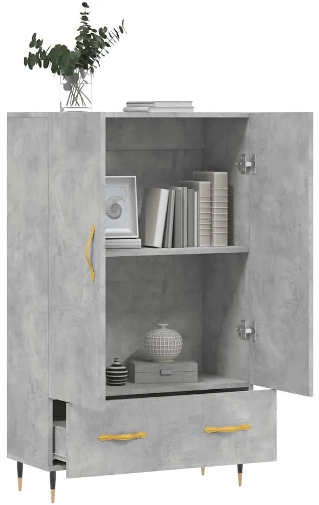 Aparador alto 69,5x31x115 cm derivados de madeira cinza-cimento