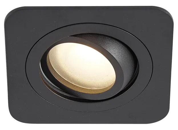 Conjunto de 6 focos embutidos redondos pretos GU10 50mm giratórios e inclináveis IP44 - Alberto