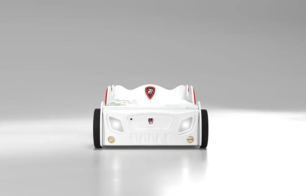 Cama para criança, Carro de Corrida Monza Grande Com Luzes LED, Oferta colchão e estrado 205 x 115 x 62 cm Branca