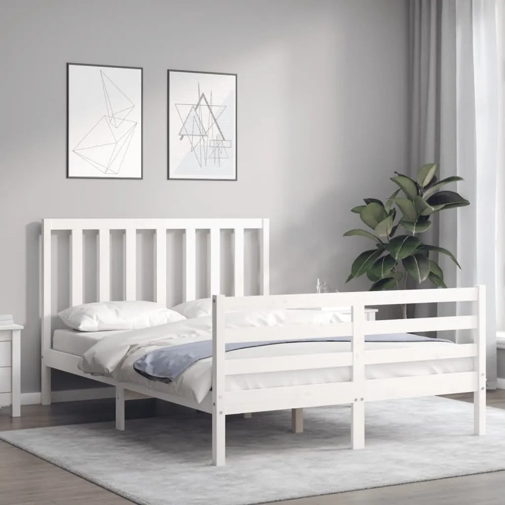Cama sem colchão 140x200 cm madeira de pinho maciça branco