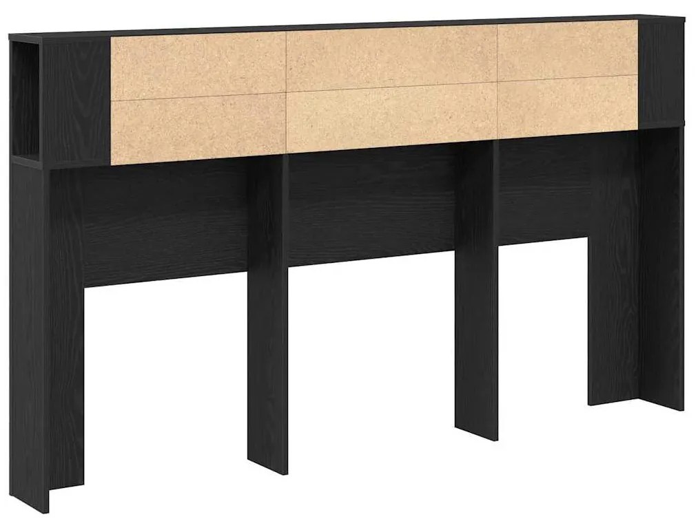 Cabeceira de Cômoda vidaXL em Carvalho Preto - 180x18.5x102.5 cm