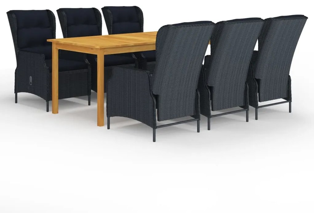 vidaXL 7 pcs conjunto de jantar para jardim cinzento-escuro