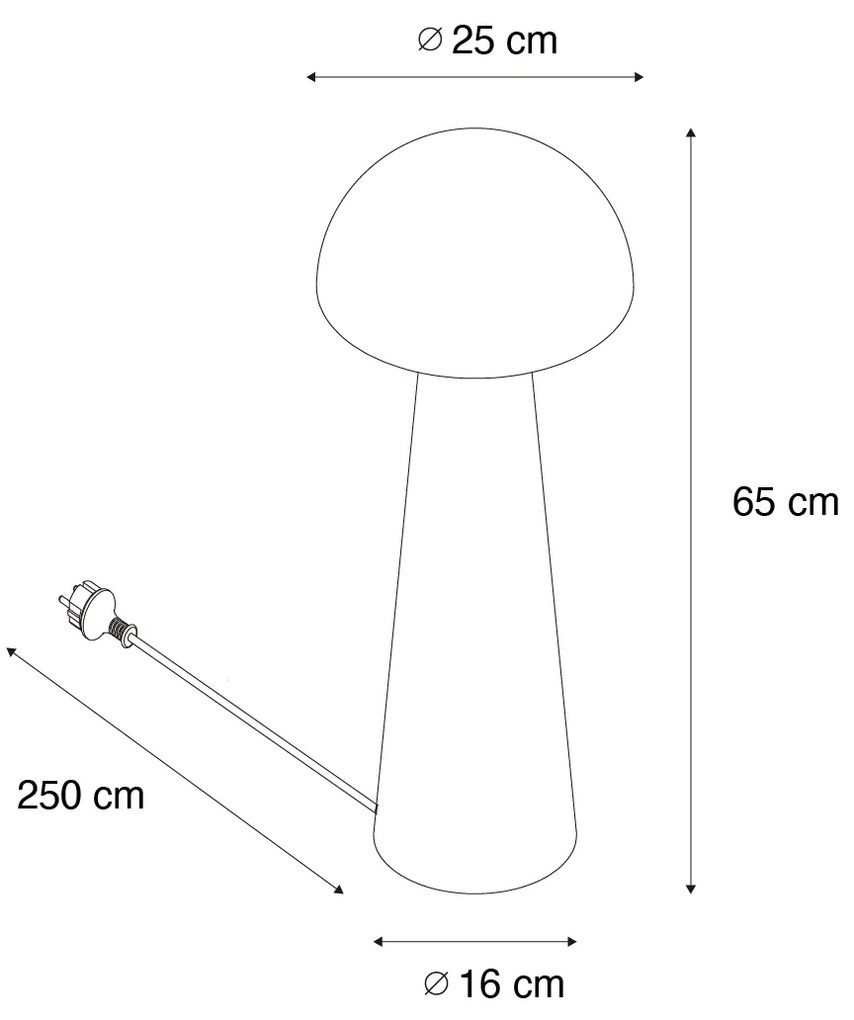 Candeeiro de pé para exterior preto 65 cm - Cogumelo Moderno