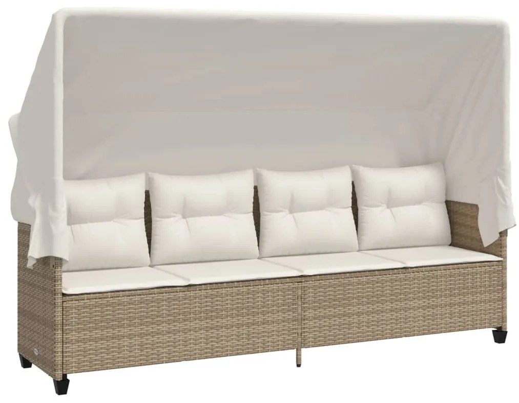 5 pcs conjunto de sofás p/ jardim com almofadões vime PE bege