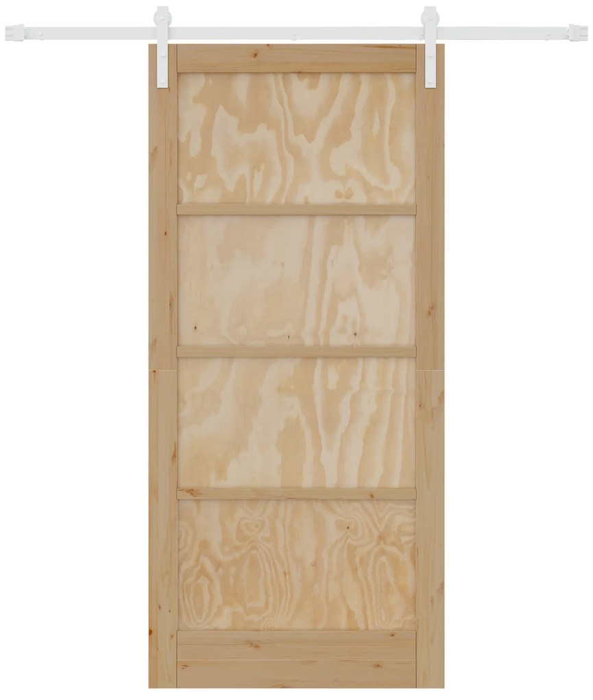 Porta Deslizante vidaXL com Conjunto de Ferragens 93x202 cm Madeira Só