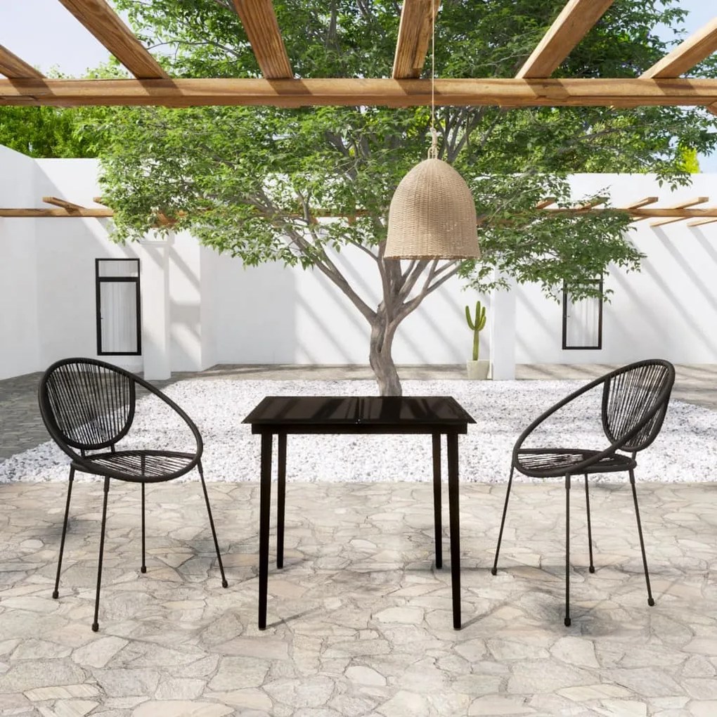 vidaXL 3 pcs conjunto de jantar para jardim preto