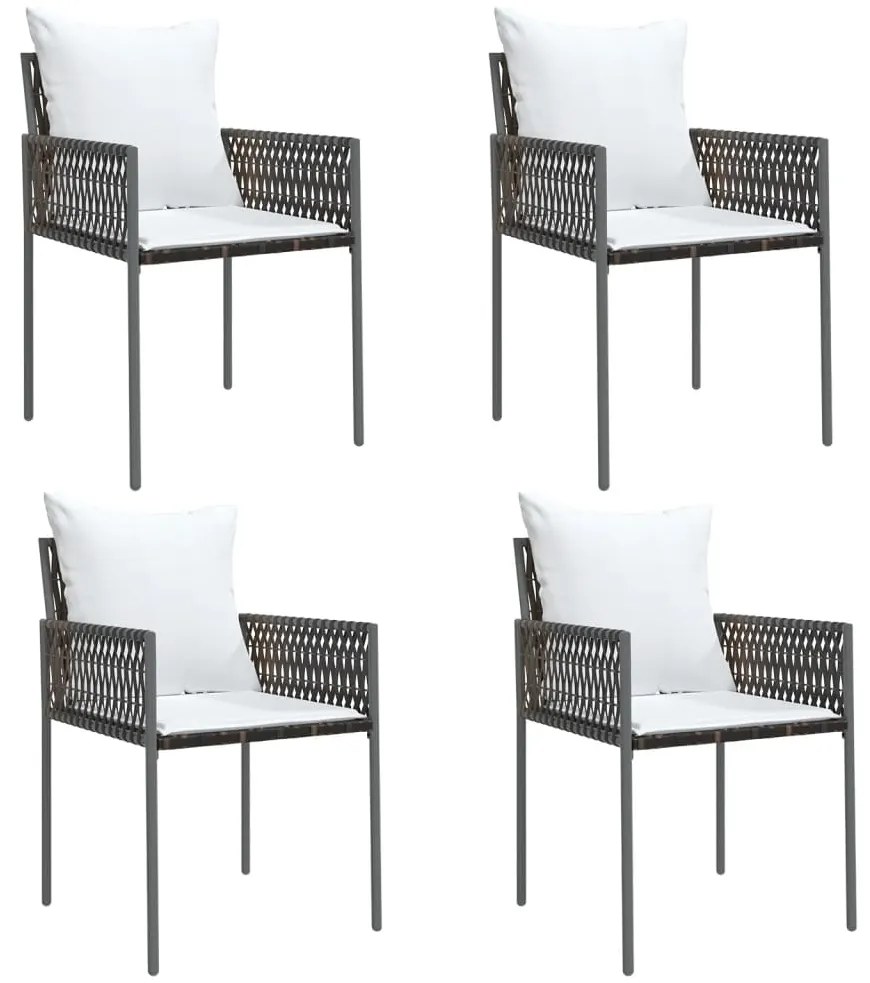 5 pcs conjunto de jantar p/ jardim c/ almofadões vime PE e aço