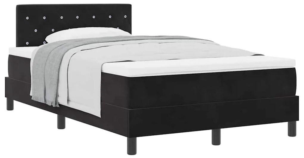 Cama Box Spring vidaXL com Colchão Preto 120x200 cm Veludo