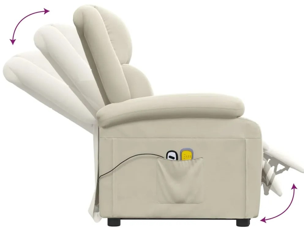 Poltrona de massagens veludo cor creme