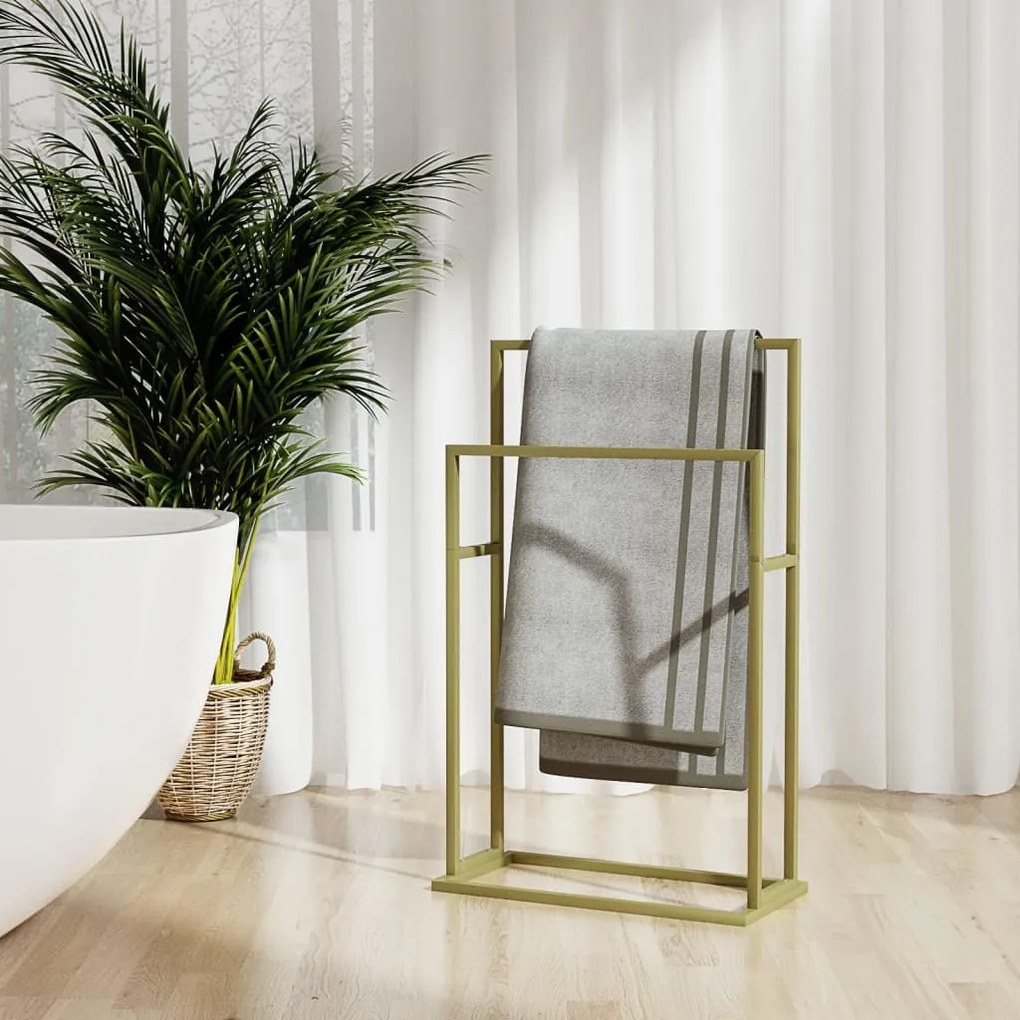 343089 vidaXL Toalheiro de pé 48x24x78,5 cm ferro dourado