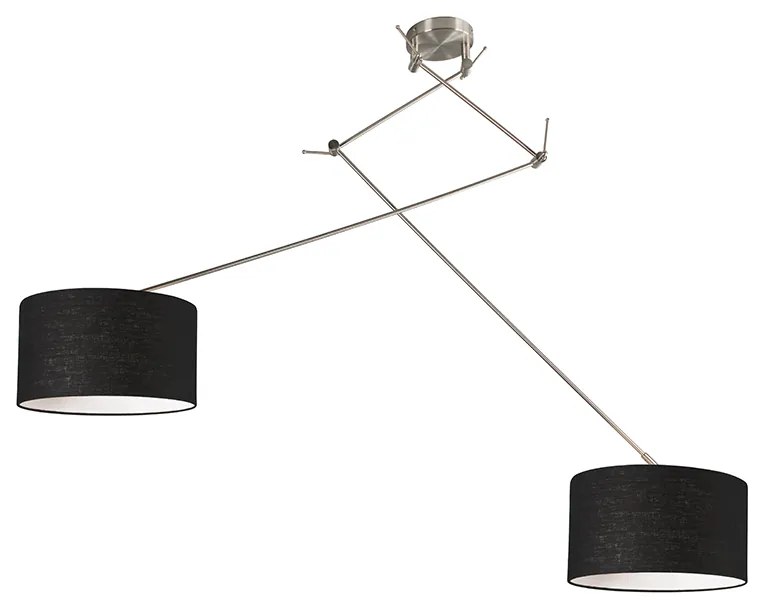 Candeeiro de suspensão em aço com cúpula 35 cm preto ajustável 2 luzes - Blitz Moderno