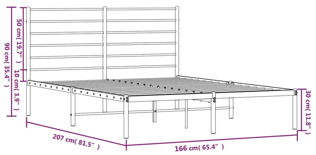 Estrutura de cama com cabeceira 160x200 cm metal preto