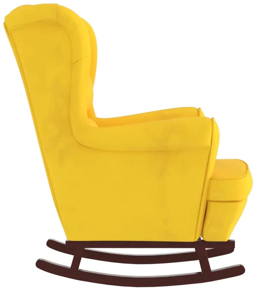 Cadeira de baloiço c/ pernas de metal e banco veludo amarelo