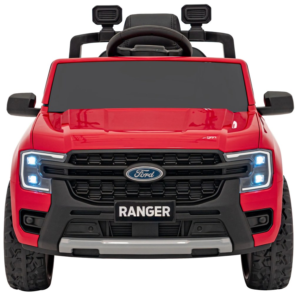 Carro elétrico para Crianças 12V Ford Ranger LIFT Assento de couro, Rodas de EVA Vermelho