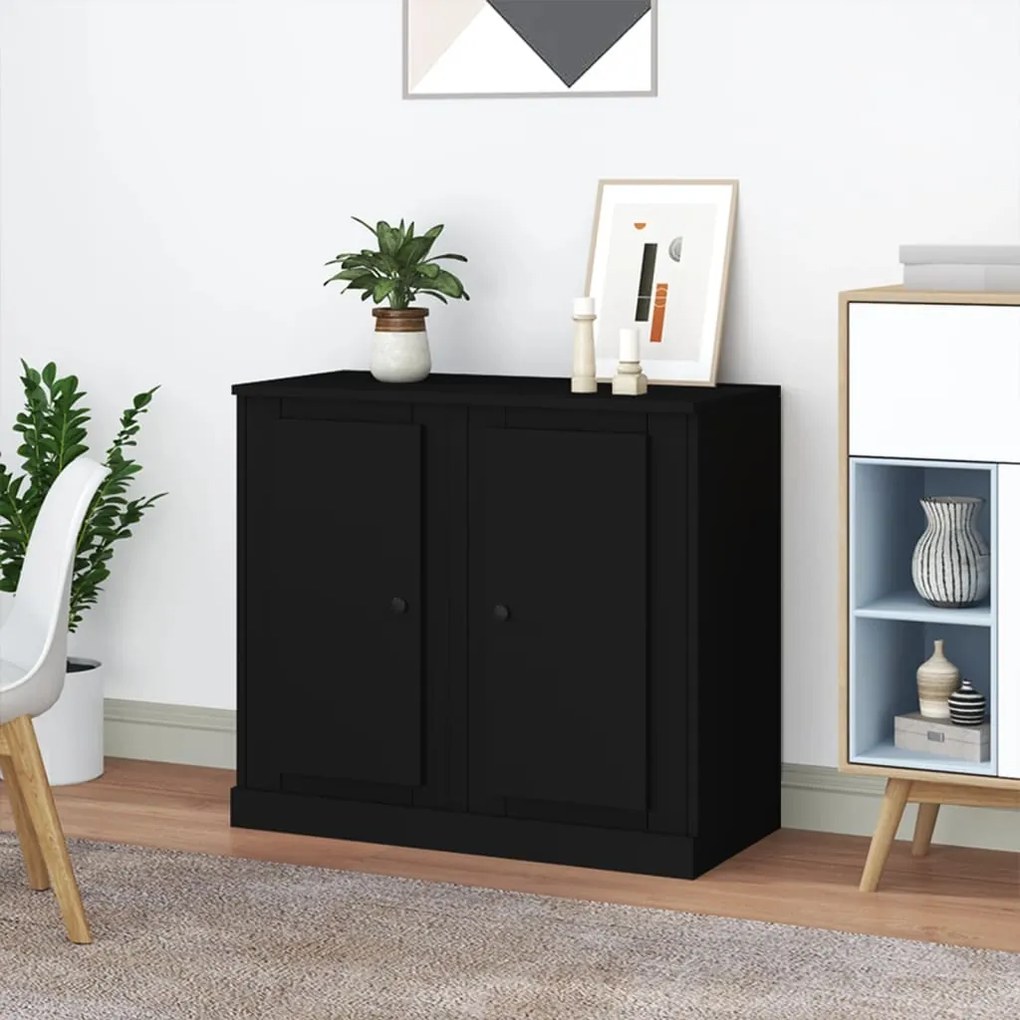vidaXL Aparadores 2 pcs 37,5x35,5x67,5 cm derivados de madeira preto