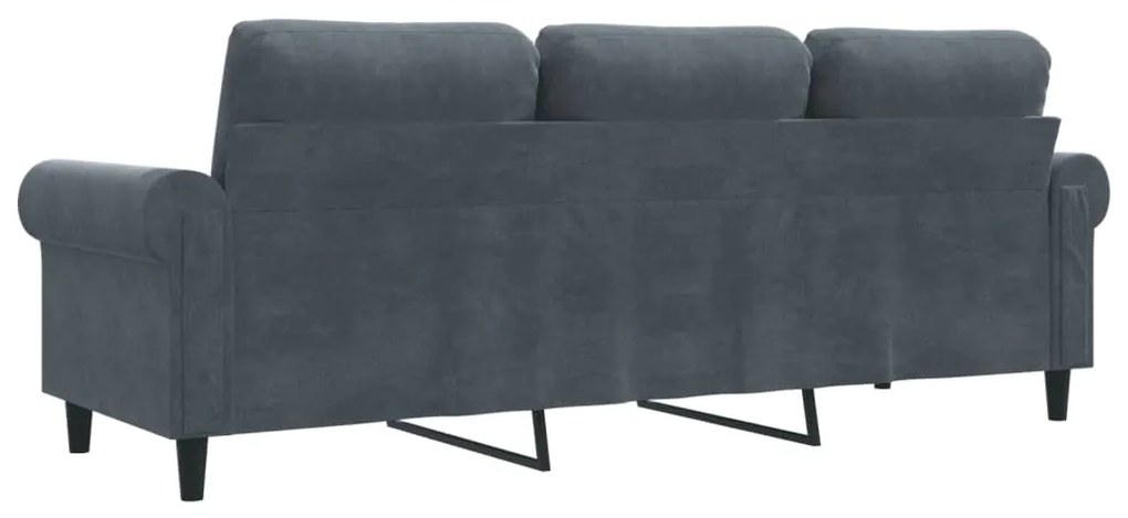 Sofá de 3 lugares 180 cm veludo cinza-escuro