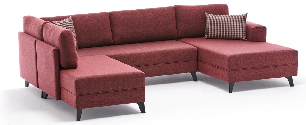Sofá-Cama de Canto Efsun – Vermelho Claret – 300 x 78 x 202 cm