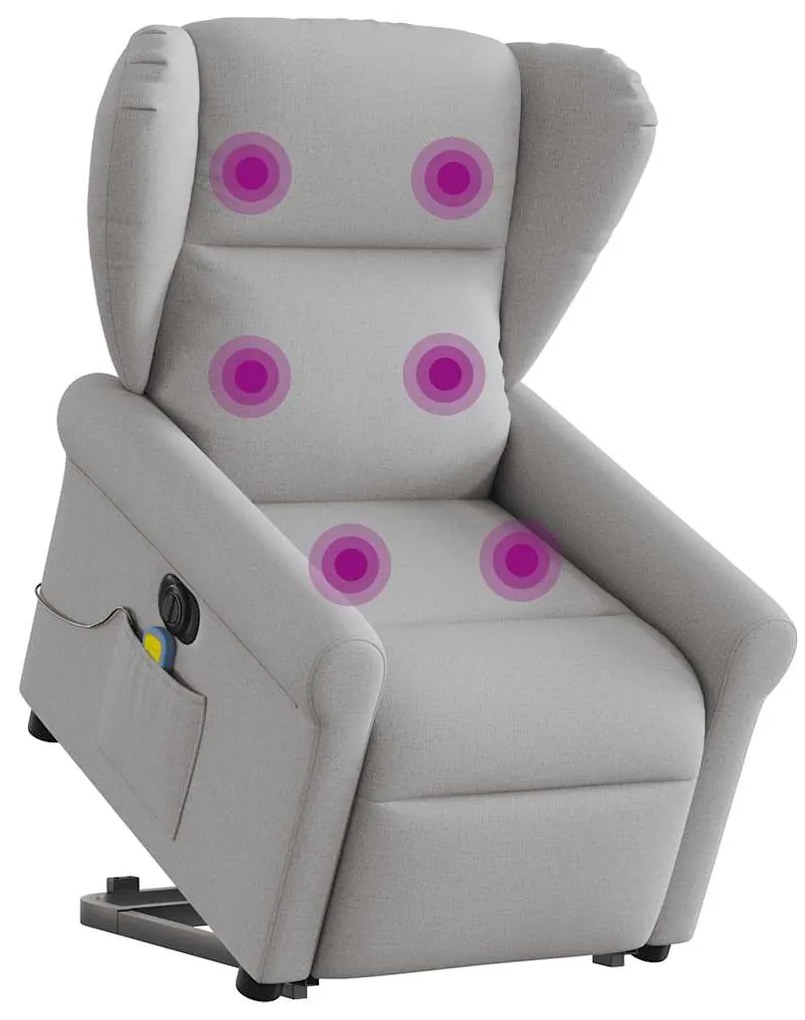 Poltrona elétrica elevatória massagens tecido cinzento-nublado