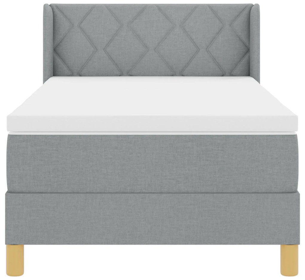 Cama Box Spring vidaXL com Colchão Cinzento-Claro 90x200 cm Tecido, Ca
