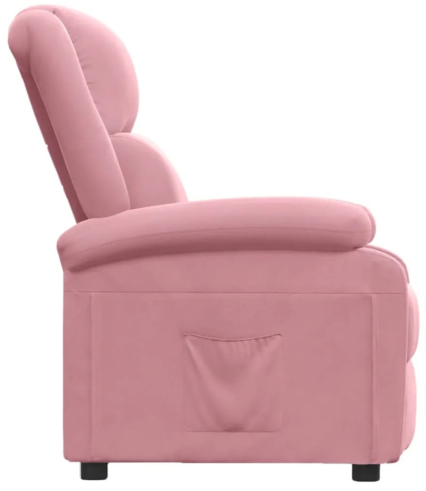 Poltrona reclinável veludo rosa