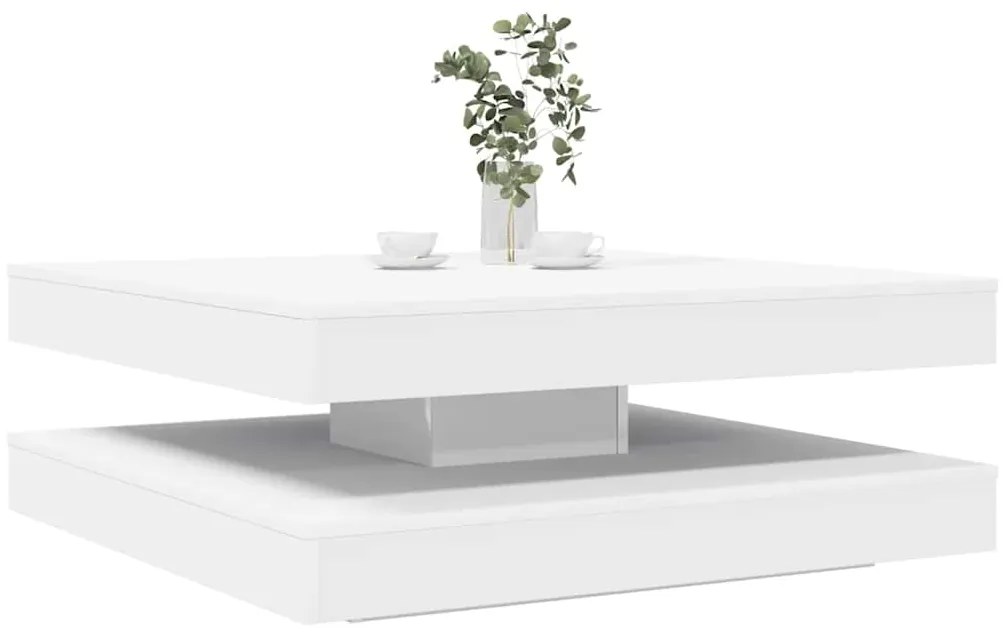 Mesa de centro rotativa a 360 graus 90x90x34,5 cm branco