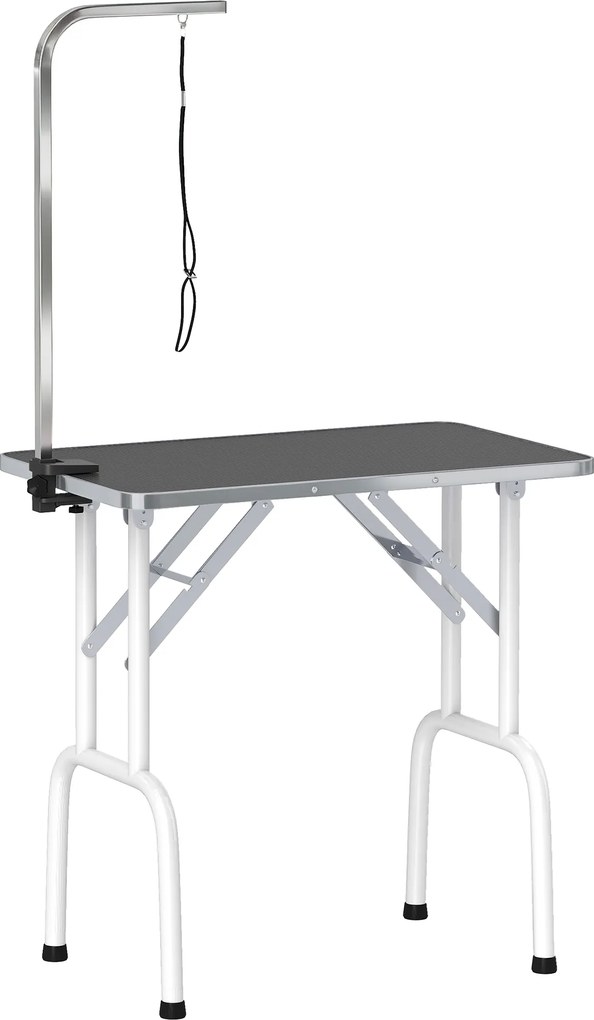 PawHut Mesa de Tosquia Dobrável para Cães com Tampo Antiderrapante e Braço Ajustável, 81 x 48,5 x 80 cm, Preta | Aosom Portugal